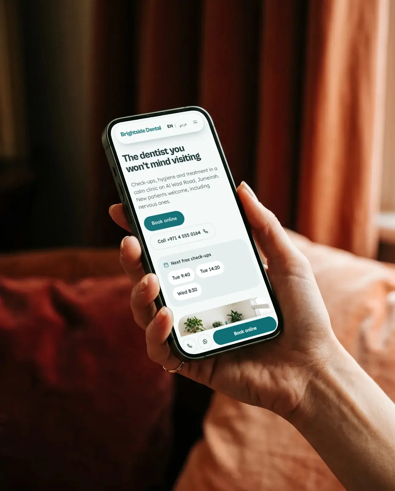 Brightside Dental: The website on a phone