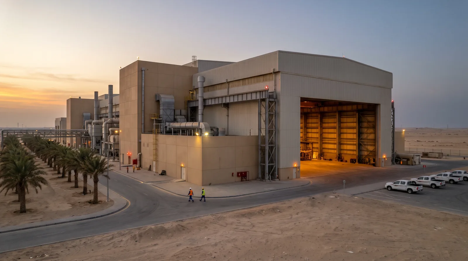 The Dammam factory at dusk