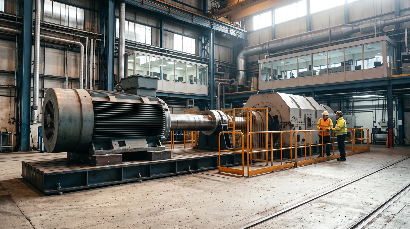 A large motor coupled to a load machine in the Jebel Ali test bay